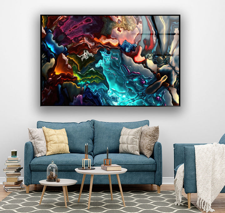 Alcohol ink Blue & Black Glass Wall Art glass photo prints, glass picture prints