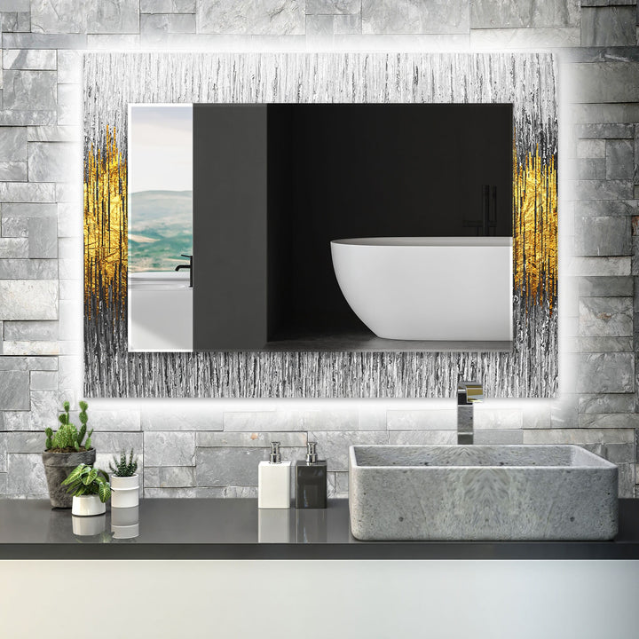 Grey Golden Details Wall Mirrors living room mirror
