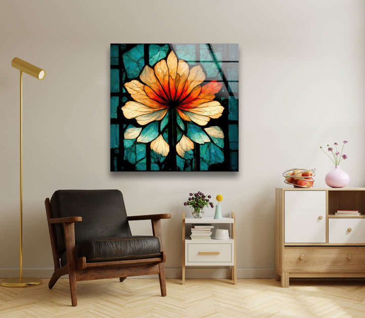 Floral Stained Abstract Tempered Glass Wall Art - MyPhotoStation