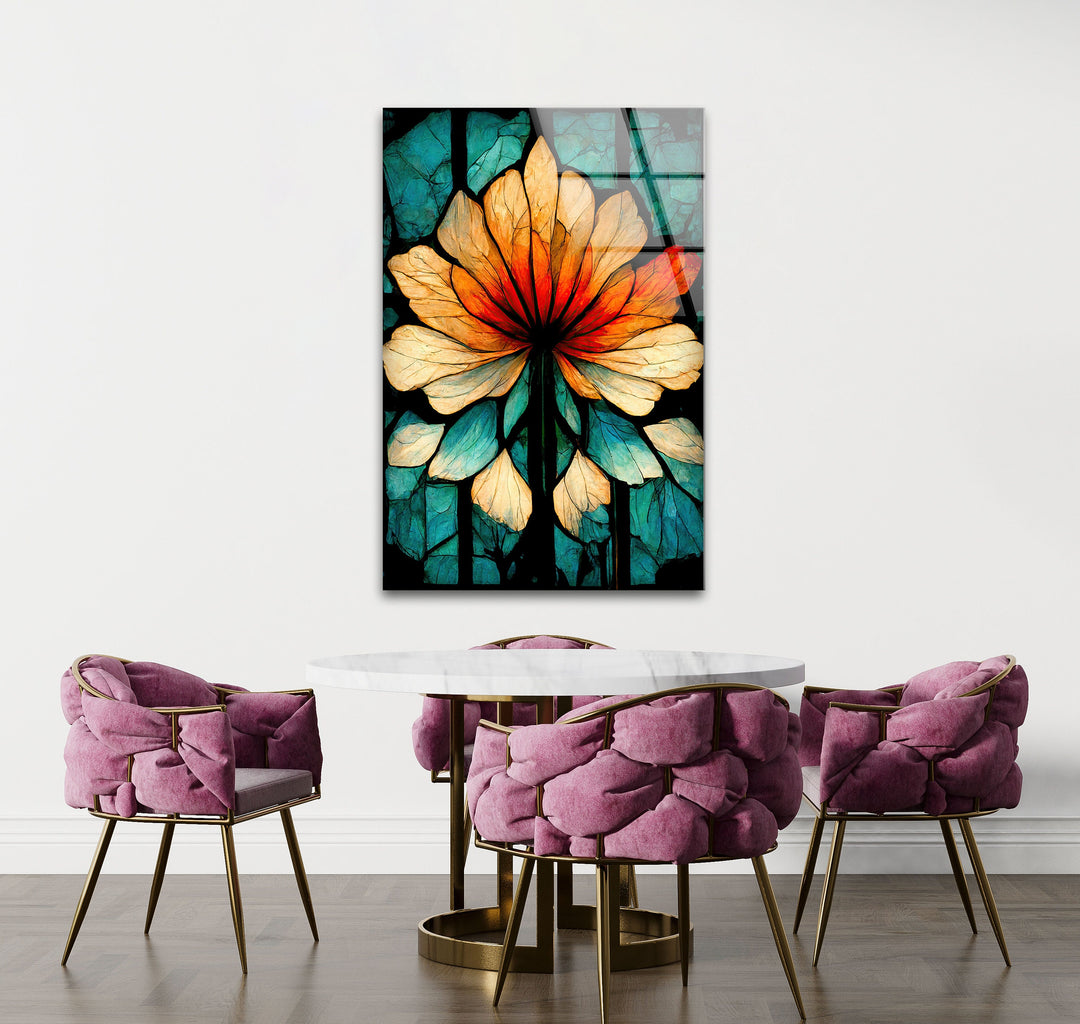 Floral Stained Abstract Tempered Glass Wall Art - MyPhotoStation