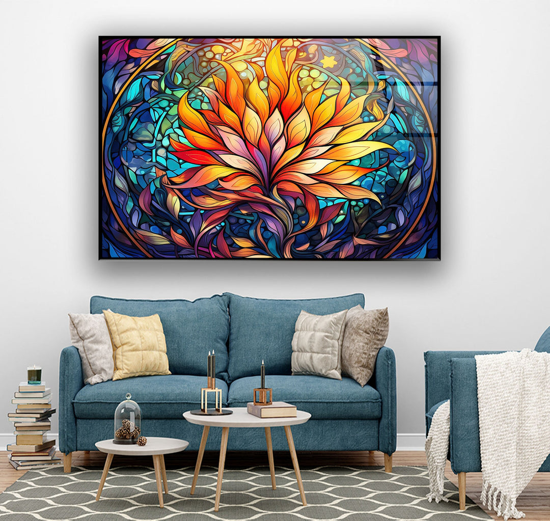 Stained Colored Lotus Glass Wall Art glass photo prints, glass picture prints