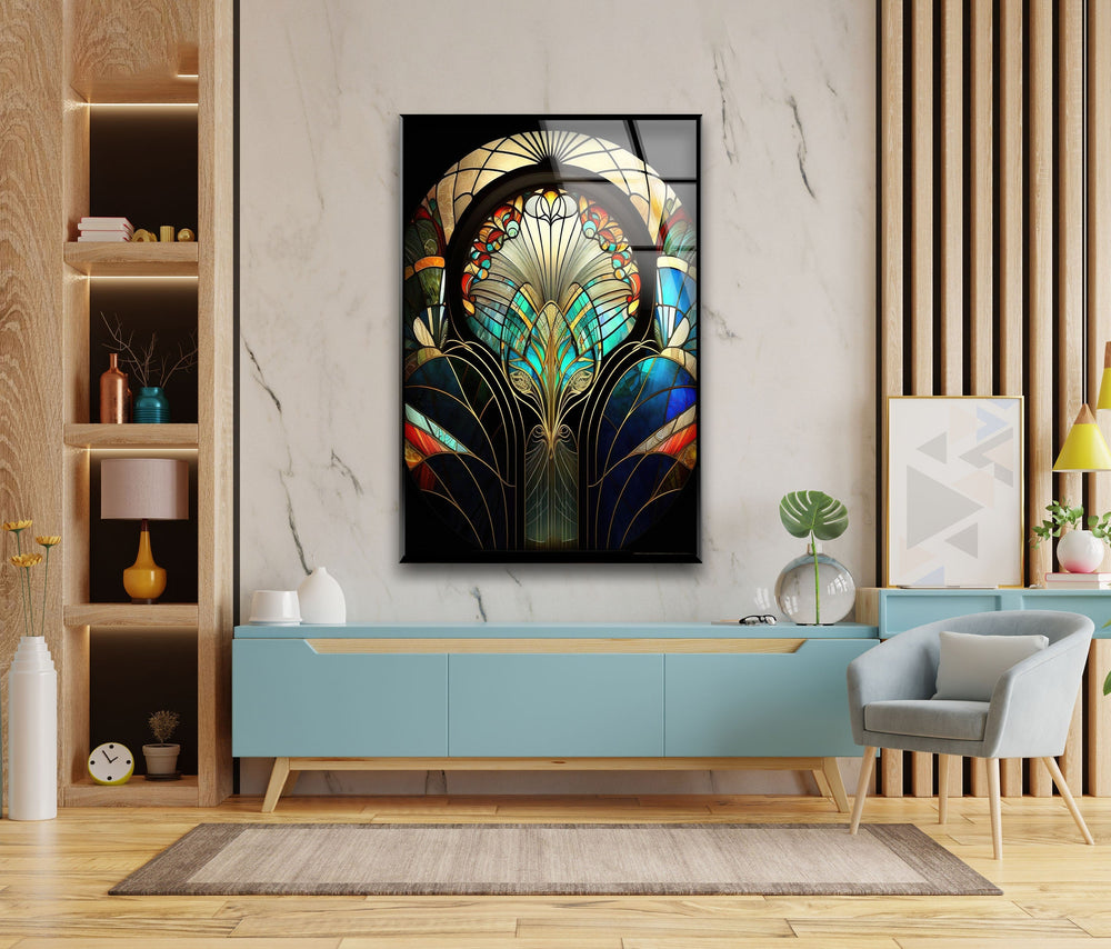 Flower Design Stained Glass Wall Art Glass Printing Wall Art, Print photos on glass