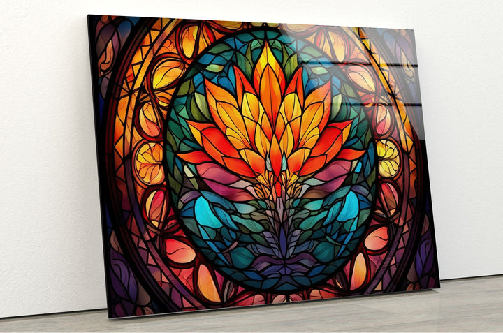 Lotus Stained Flower Elegant Glass Photo Prints for Decor