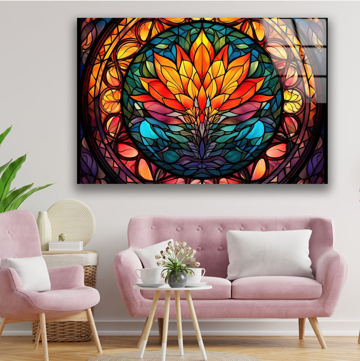 Lotus Stained Flower Glass Wall Art picture on glass wall art, photos printed on glass