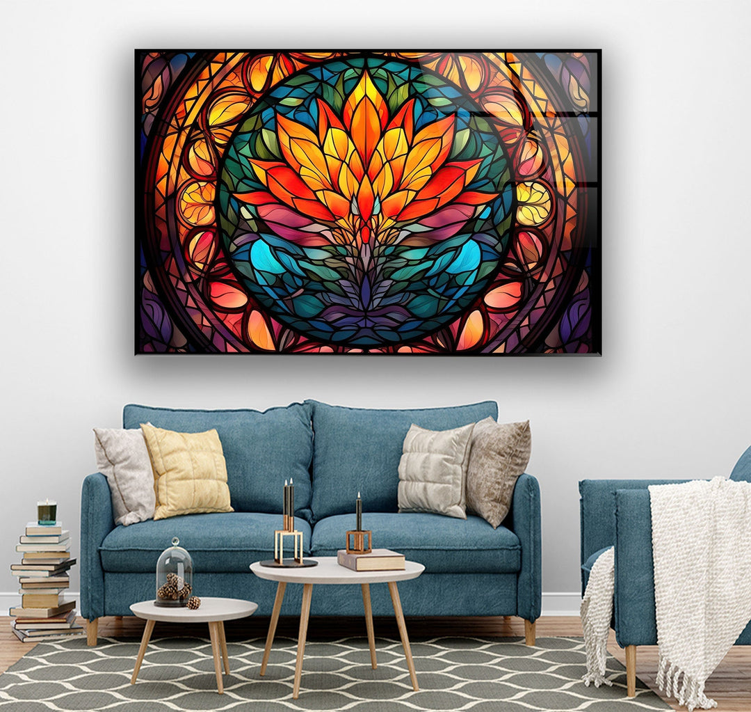 Lotus Stained Flower Glass Wall Art stained glass wall art, stained glass wall decor