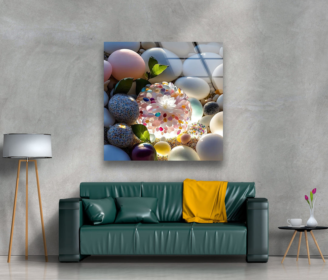 Beach Stones Glass Wall Art