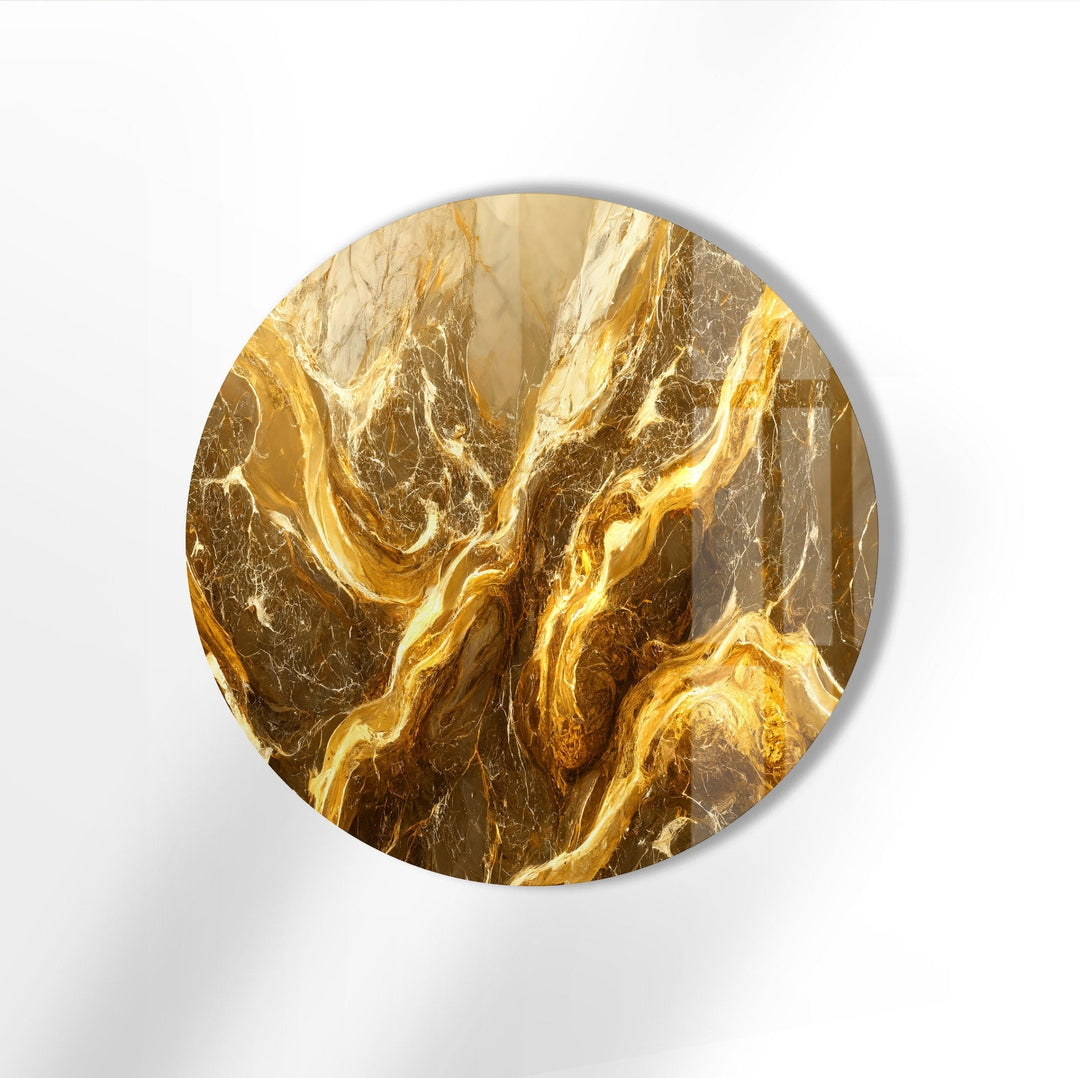 Gold Marble Abstract Round Glass Wall Art art glass wall art, glass wall art pictures