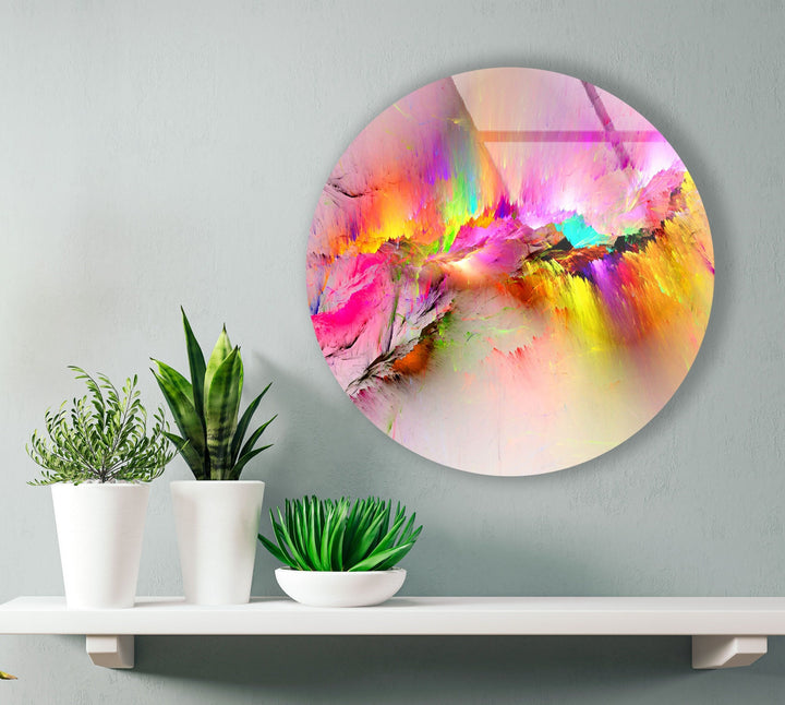 Colorful Reflective Abstract Round Glass Wall Art 