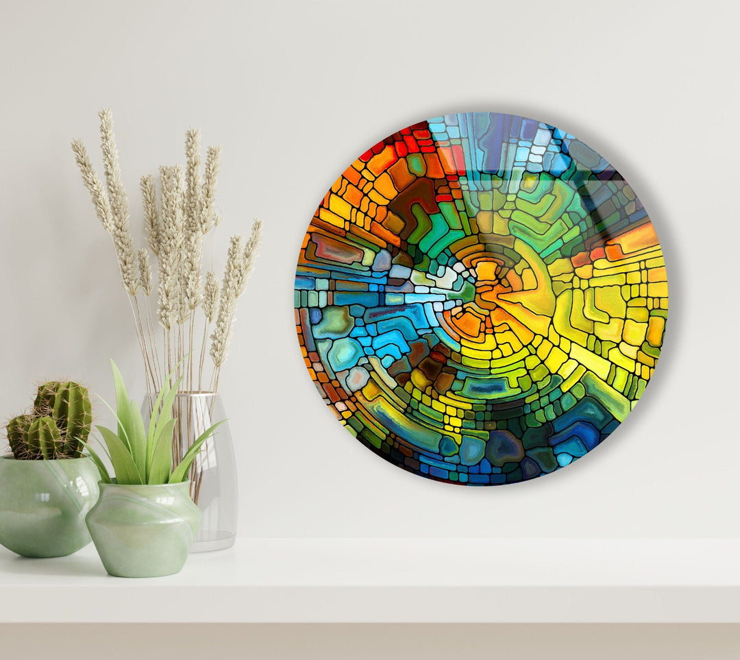 Stained Yellow Round Glass Wall Art art glass wall art, glass wall art pictures