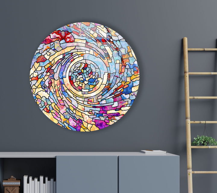 Color Swirl Stained Round Glass Wall Art glass photo prints, glass picture prints