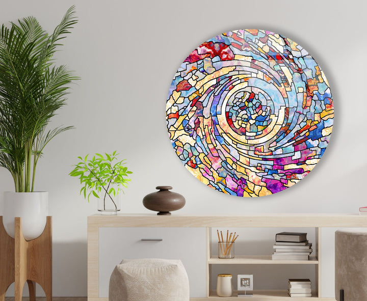 Color Swirl Stained Round Glass Wall Art glass image printing, glass prints from photos