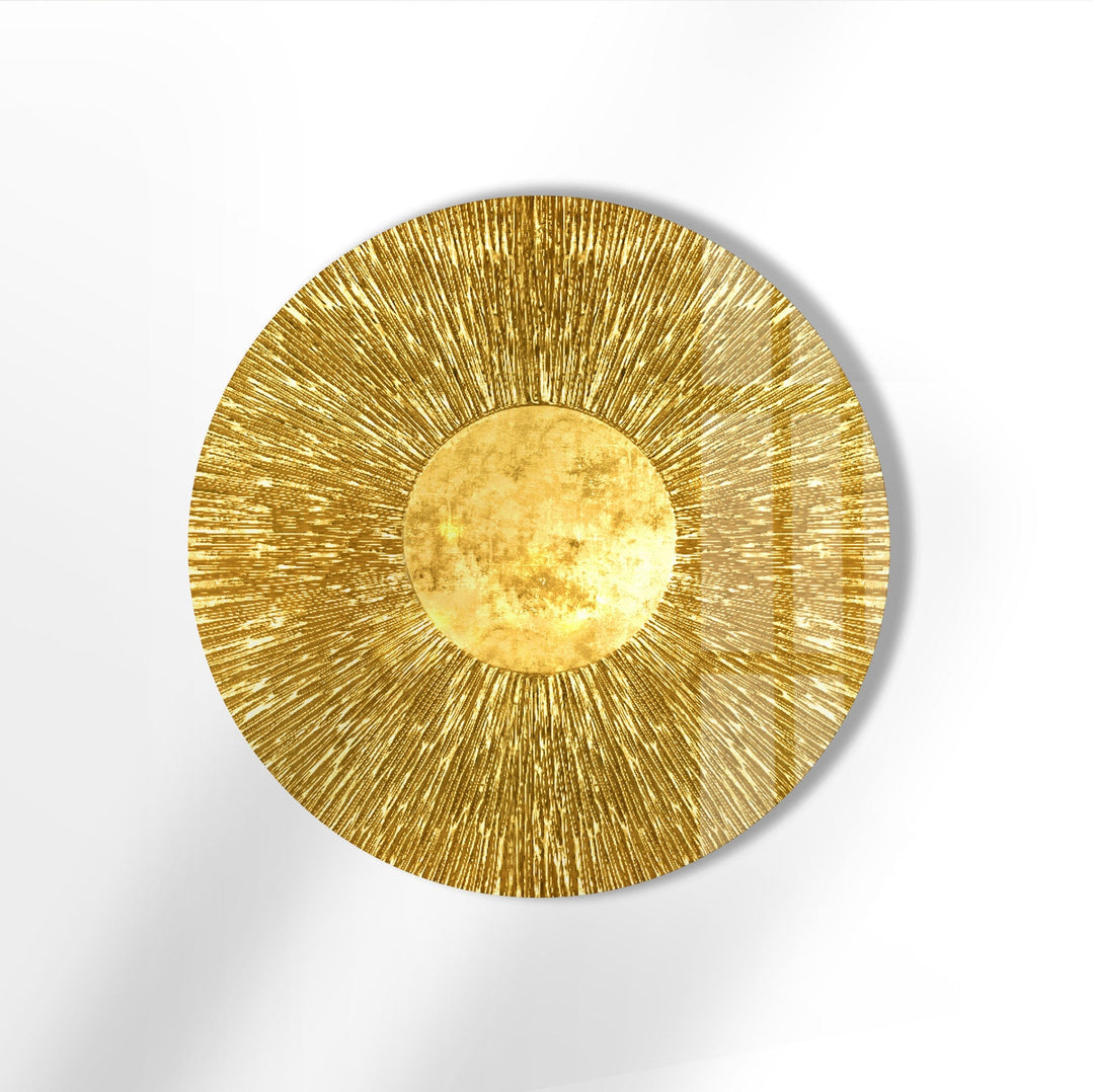 Golden Abstract Round Tempered Glass Wall Art - MyPhotoStation