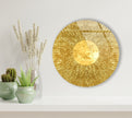 Golden Abstract Round Tempered Glass Wall Art - MyPhotoStation