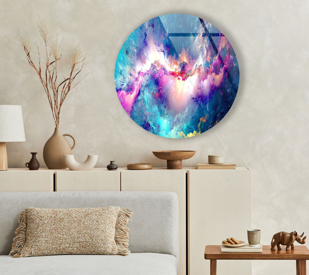 Colorful Clouds Round Glass Wall Art Glass Printing Wall Art, Print photos on glass