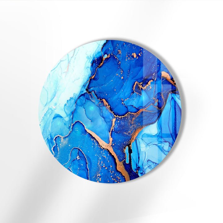 Dark Blue Marble Round Glass Wall Art large glass photo prints, glass wall photos