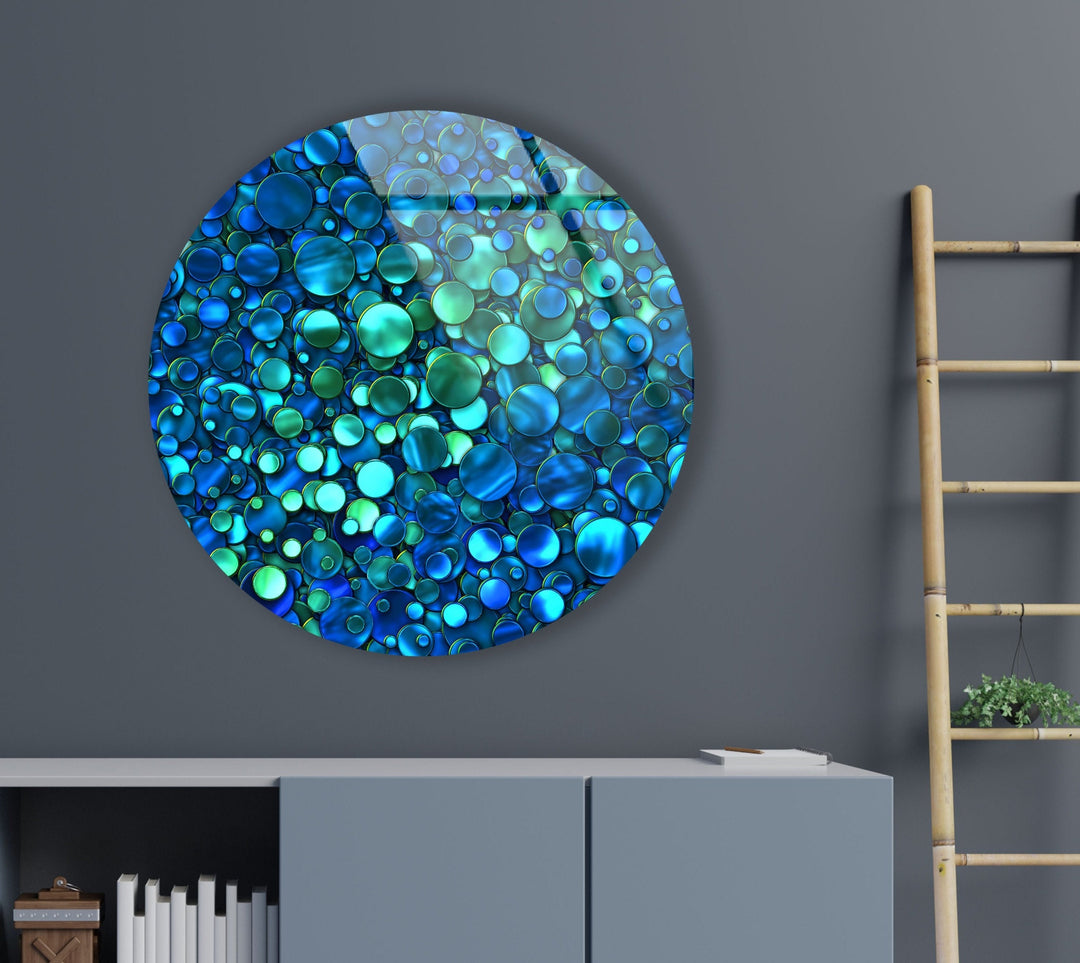 Blue Circles Abstract Round Glass Wall Art glass photo prints, glass picture prints