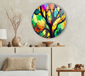 Stained Round Tempered Glass Wall Art