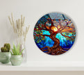 Stained Tree Round Tempered Glass Wall Art - MyPhotoStation