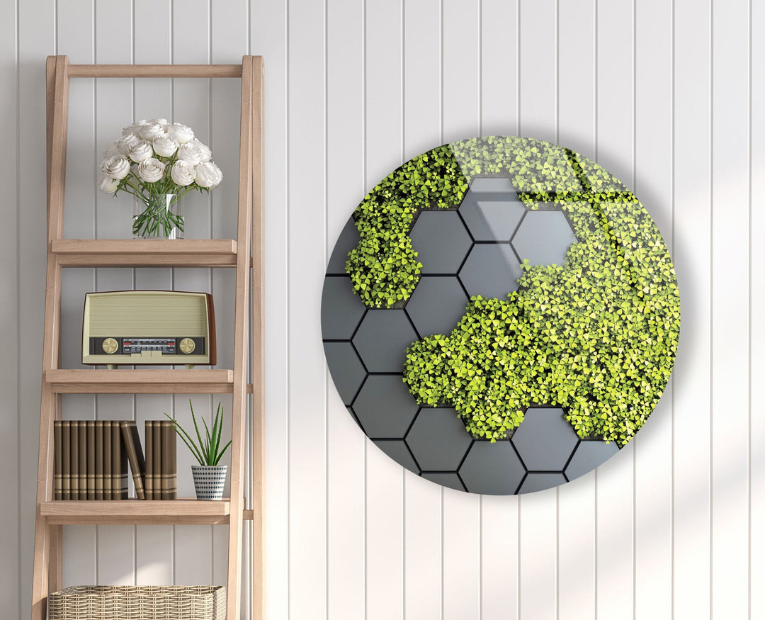 Moss Paneled Stained Round Glass Wall Art glass art painting, glass art for the Wall
