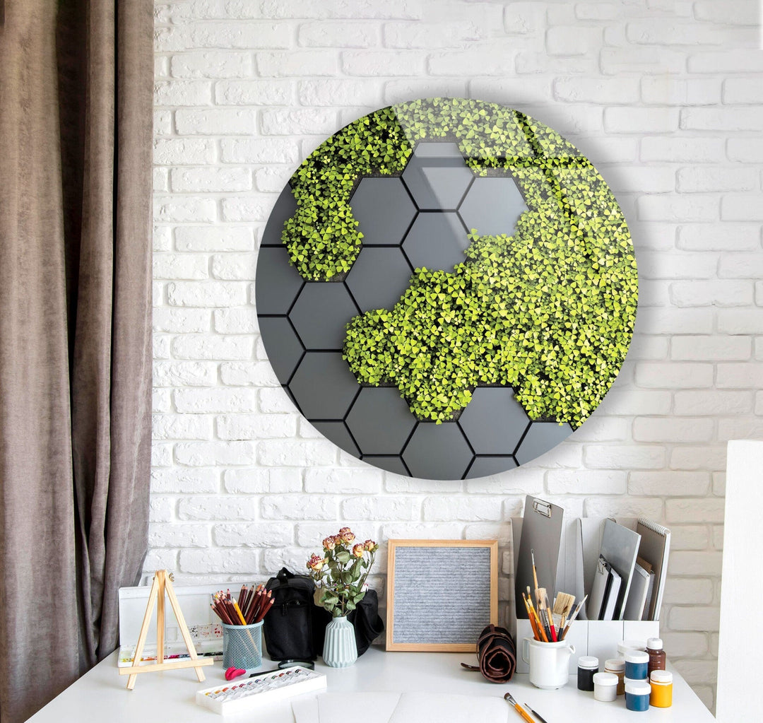 Moss Paneled Stained Round Glass Wall Art art glass wall art, glass wall art pictures
