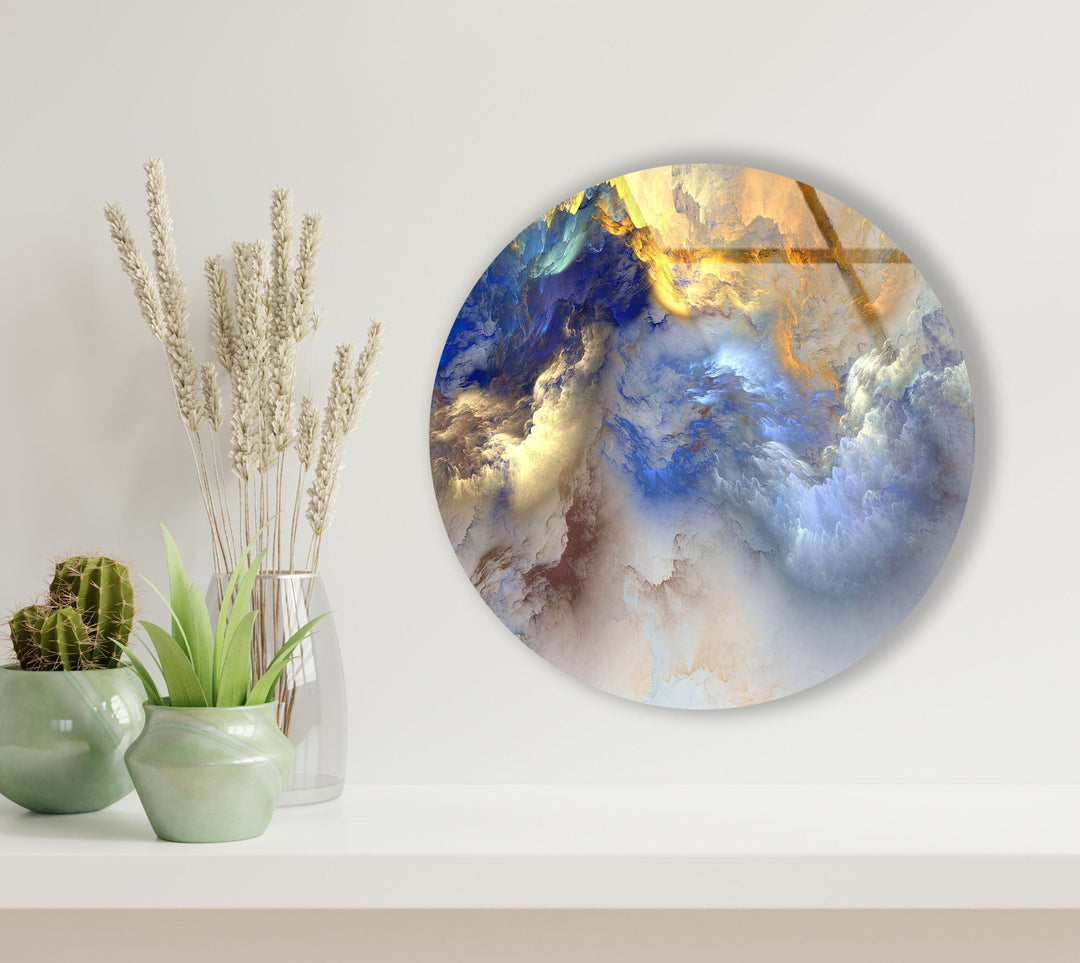 Abstract Clouds Round Glass Wall Art art glass wall art, glass wall art pictures