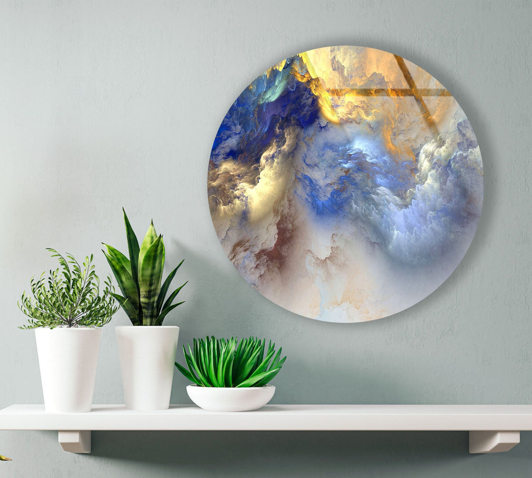 Abstract Clouds Round Glass Wall Art glass image printing, glass prints from photos