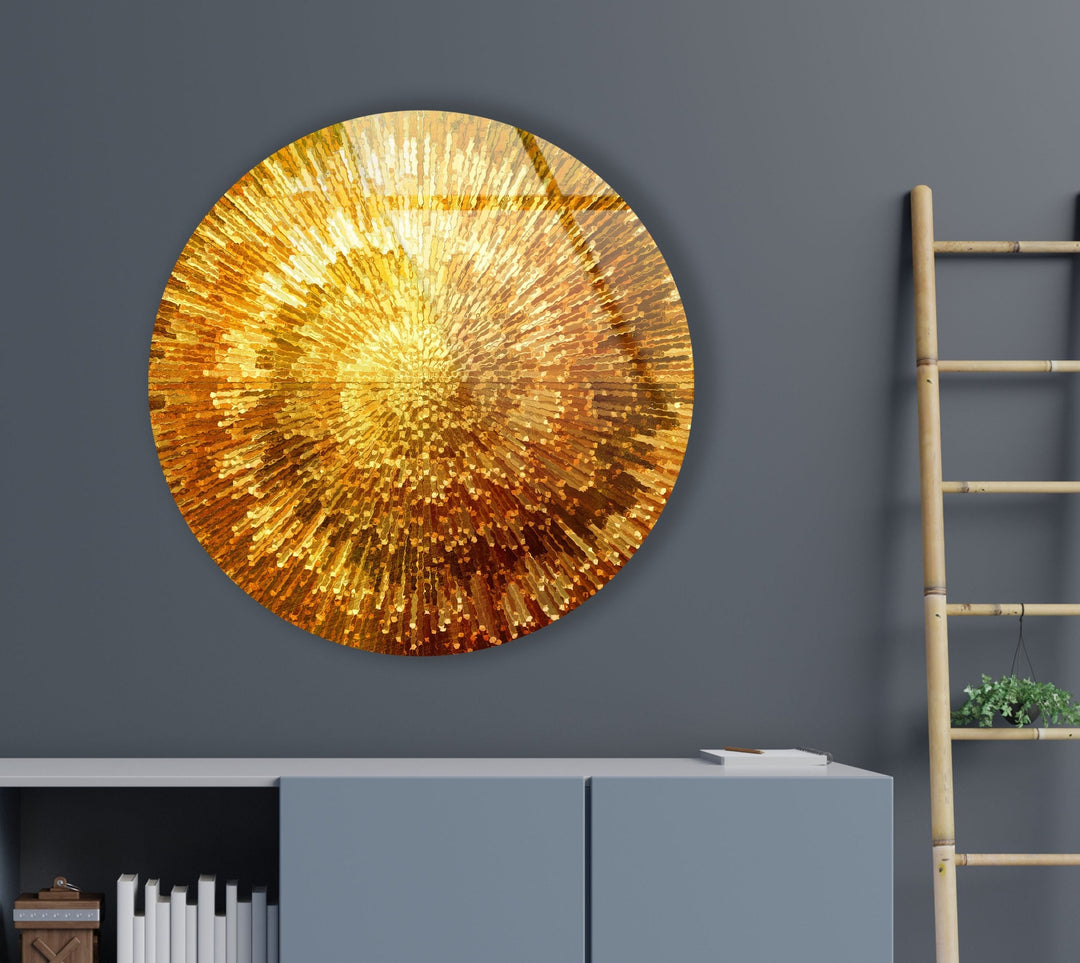 Golden Spiral Abstract Round Glass Wall Art glass image printing, glass prints from photos