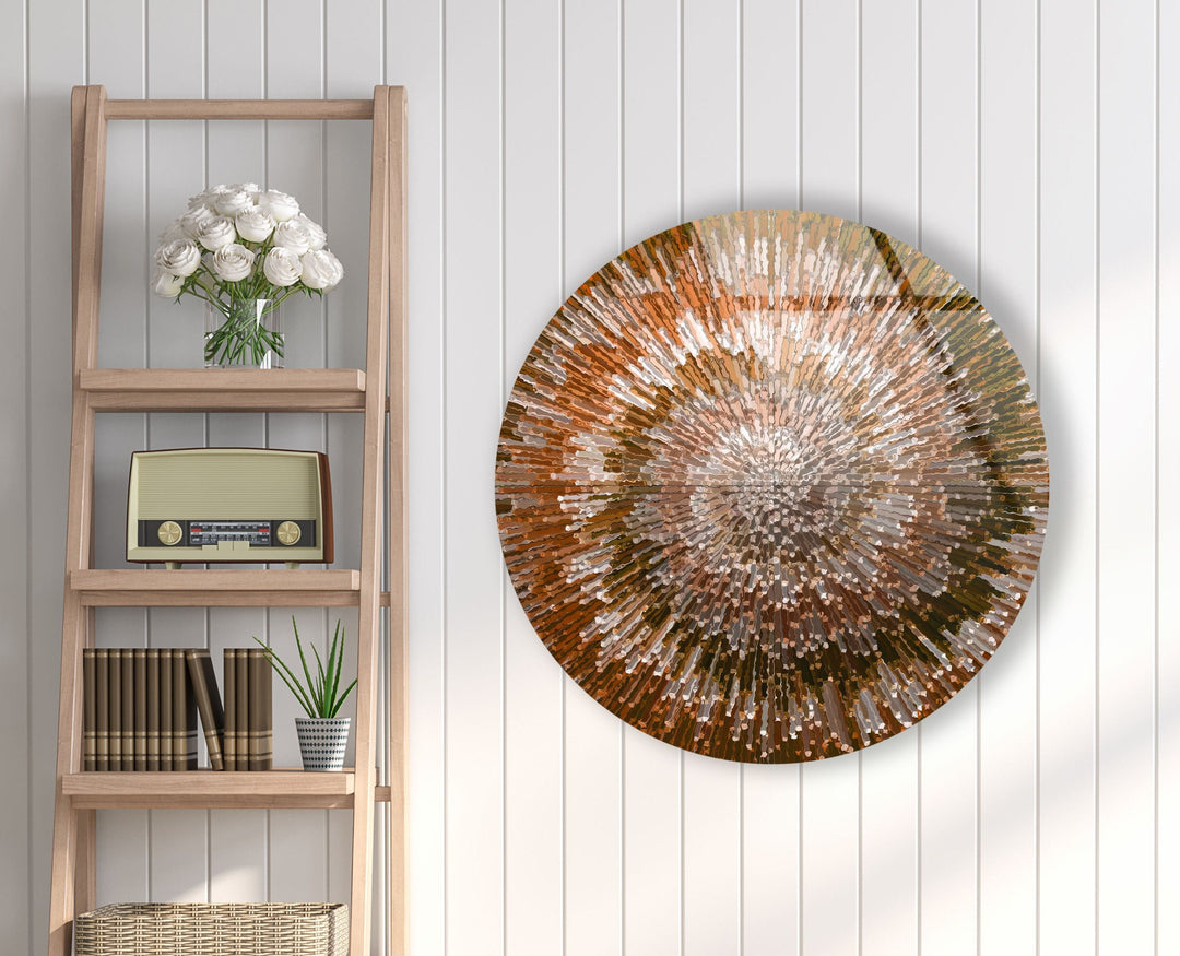 Orange Spiral Abstract Round Glass Wall Art glass image printing, glass prints from photos