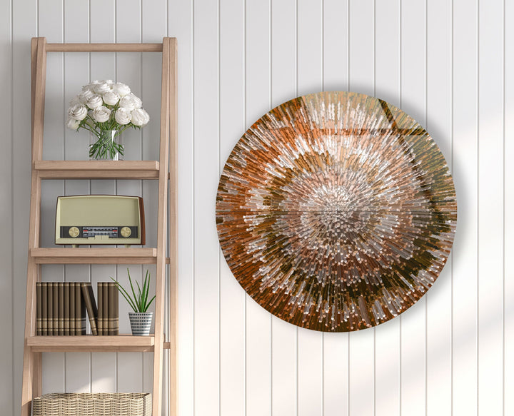 Orange Spiral Abstract Round Glass Wall Art glass image printing, glass prints from photos