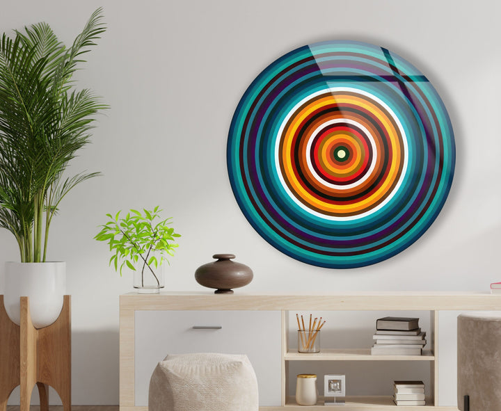 Modern Blue Abstract Round Glass Wall Art glass photo prints, glass picture prints