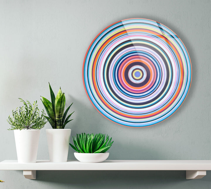 Pink Spirals Abstract Round Glass Wall Art 