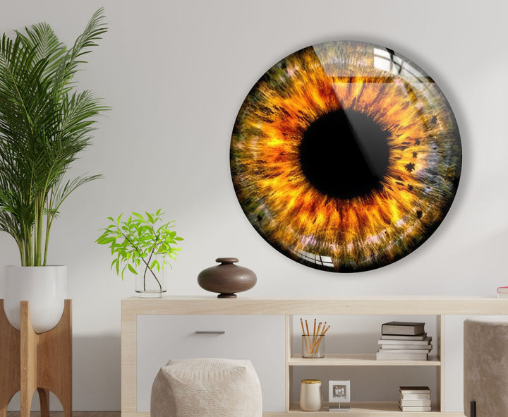 Orange Eye Round Glass Wall Art large glass photo prints, glass wall photos