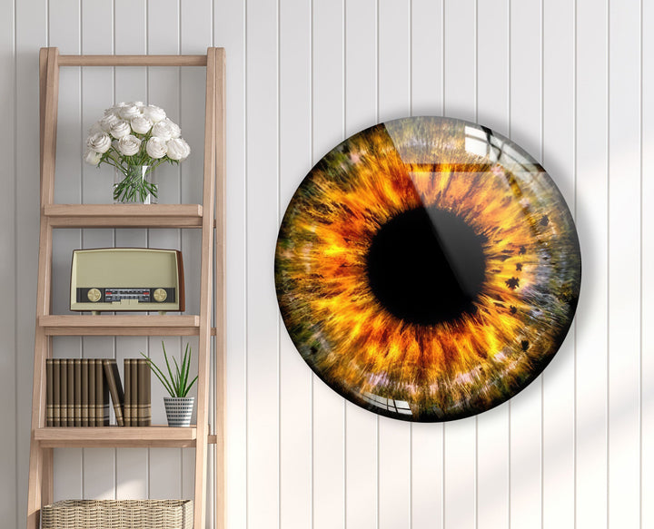 Orange Eye Round Glass Wall Art custom glass pictures, glass art prints