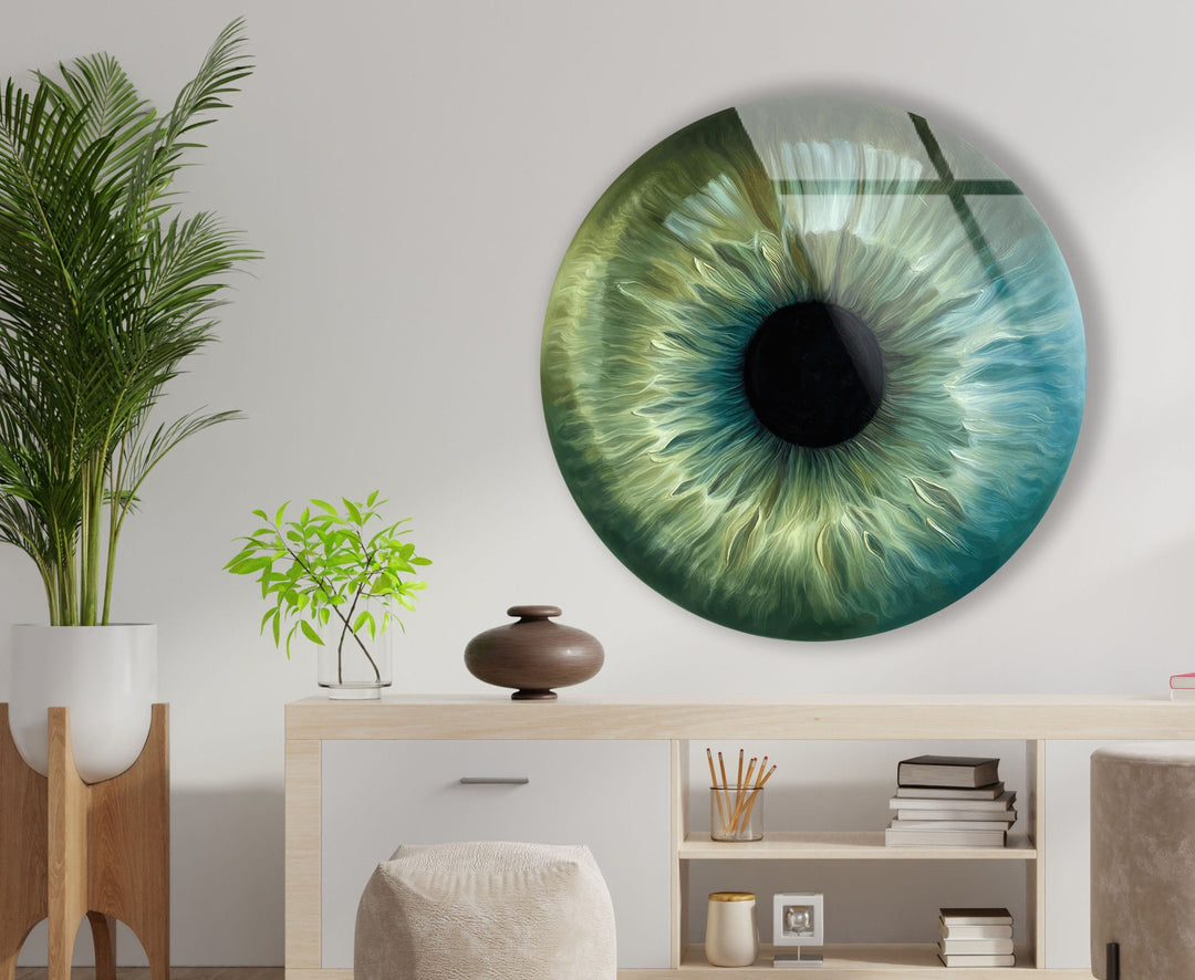 Green Eye Round Glass Wall Art art glass wall art, glass wall art pictures