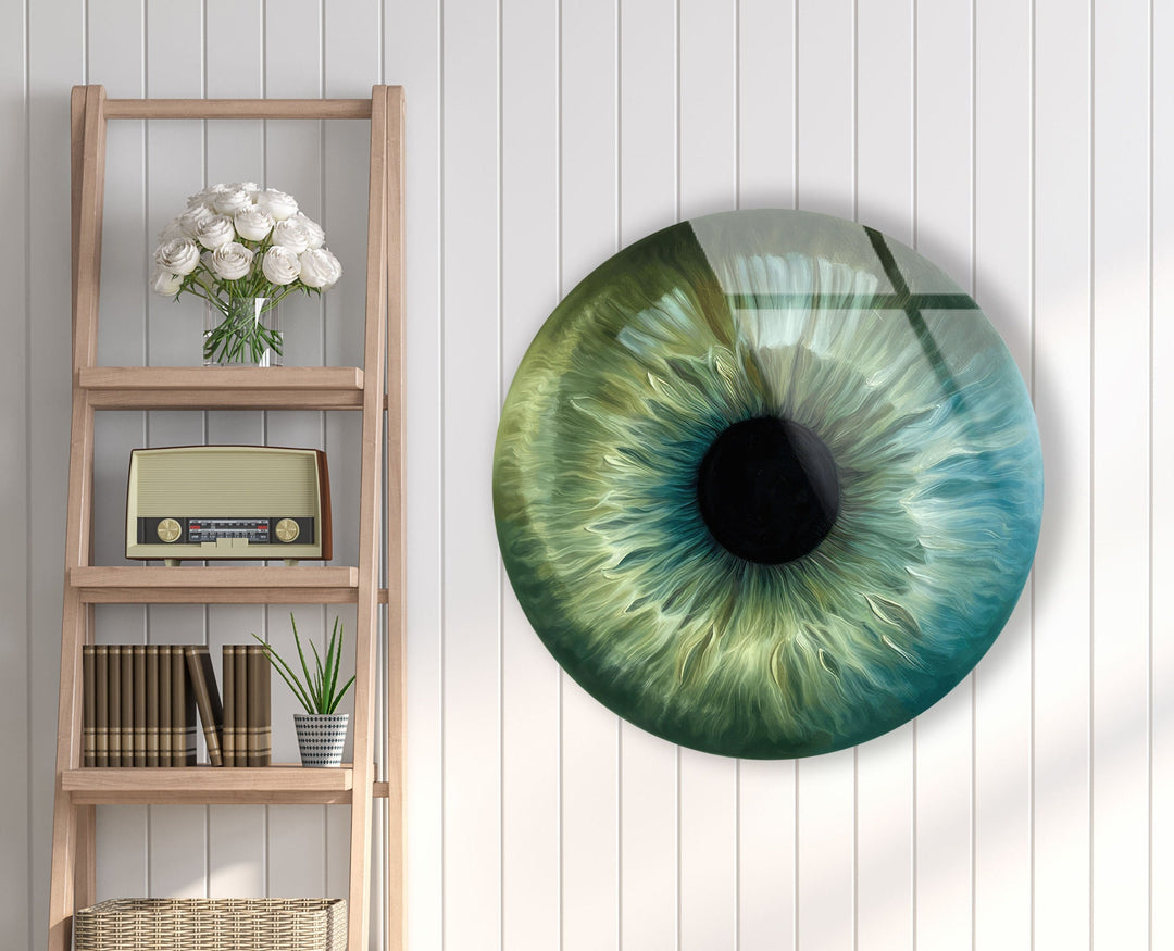 Green Eye Round Glass Wall Art glass image printing, glass prints from photos