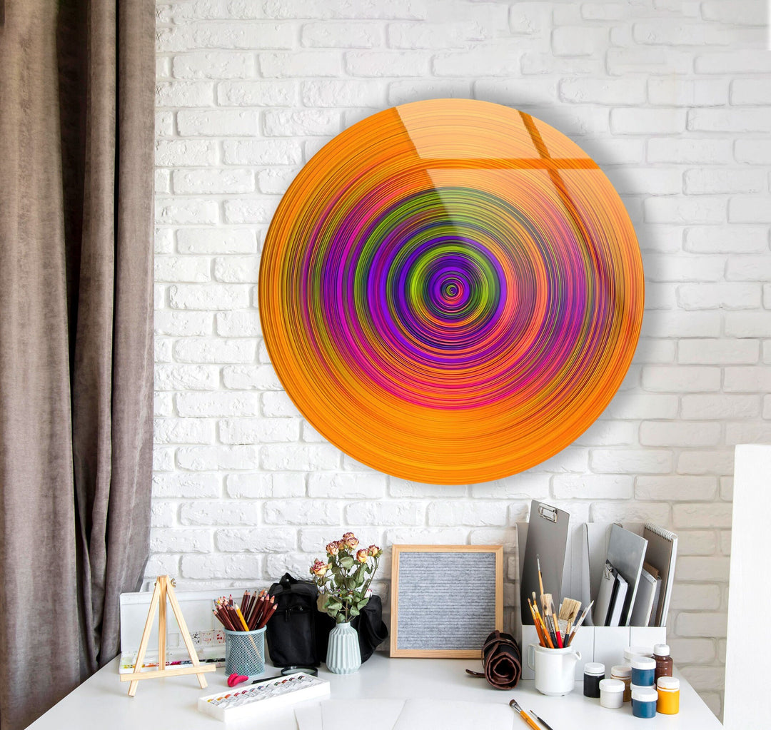 Colored Twirl Circles Abstract Round Glass Wall Art art glass wall art, glass wall art pictures
