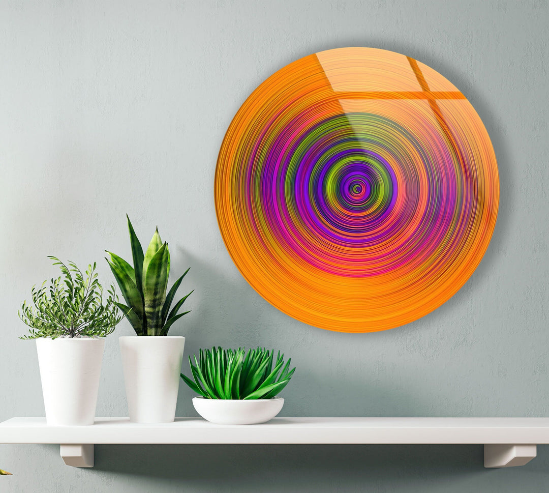 Colored Twirl Circles Abstract Round Glass Wall Art glass image printing, glass prints from photos
