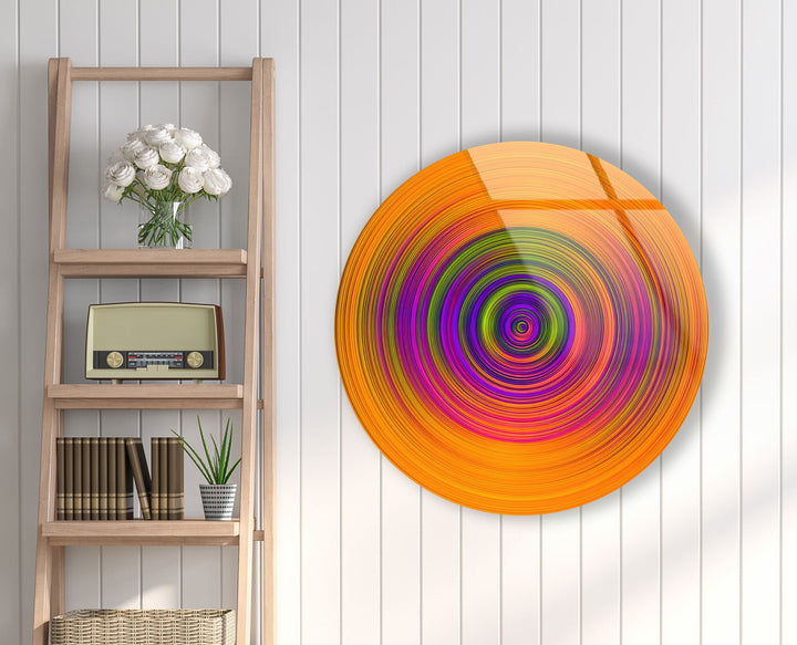 Colored Twirl Circles Abstract Round Glass Wall Art glass pictures for Wall, glass prints wall art