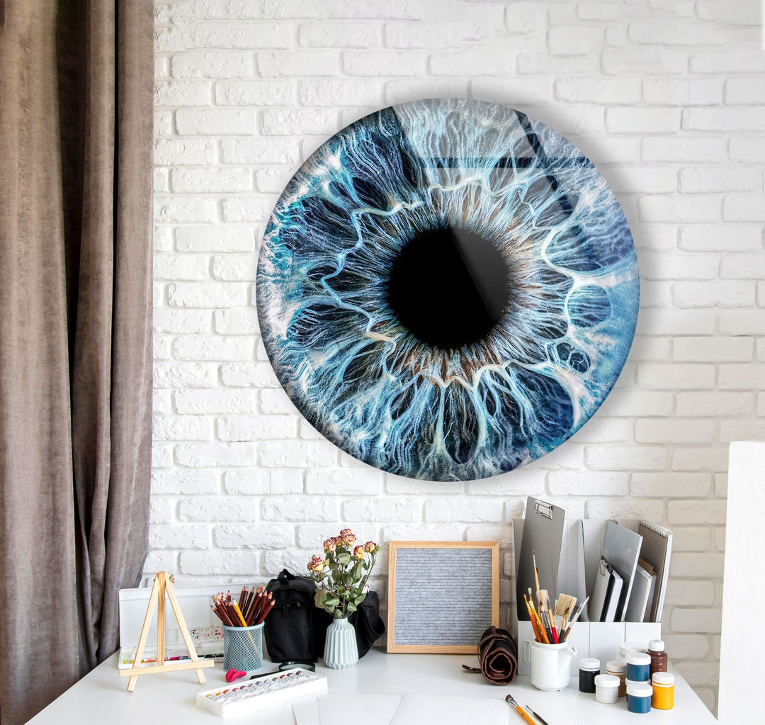 Blue Eye Round Glass Wall Art glass image printing, glass prints from photos