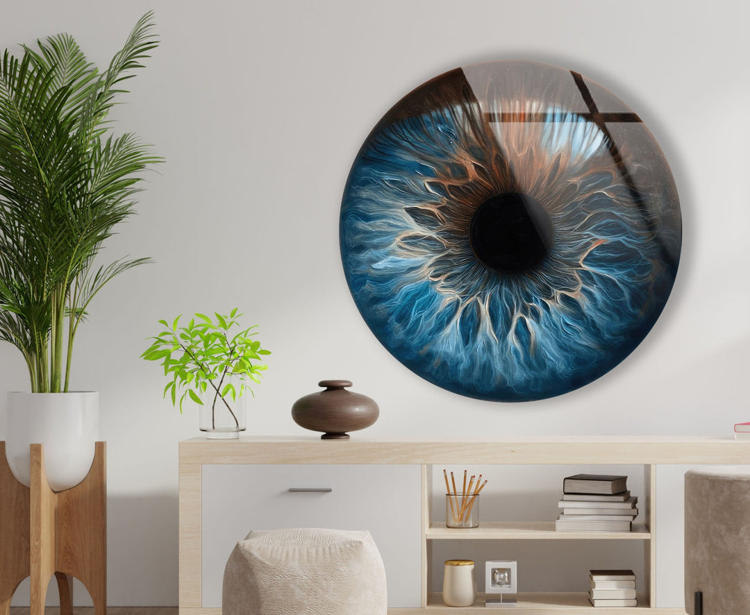 Eye Round Blue Glass Wall Art glass photo prints, glass picture prints
