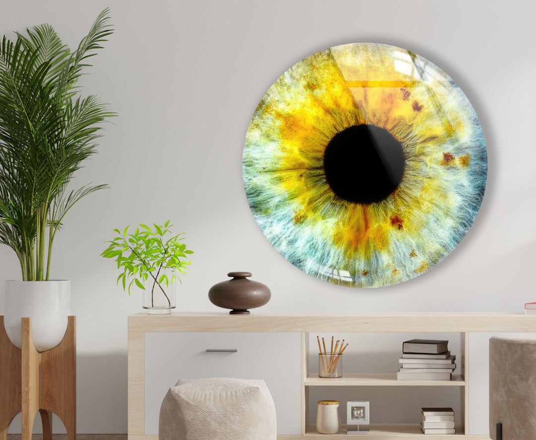 Colored Eye Round Glass Wall Art glass photo prints, glass picture prints
