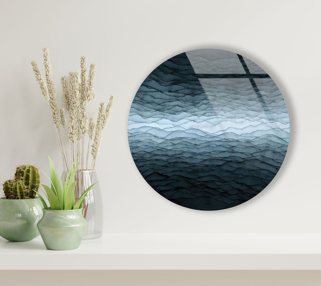 White Details Black Abstract Round Glass Wall Art glass image printing, glass prints from photos