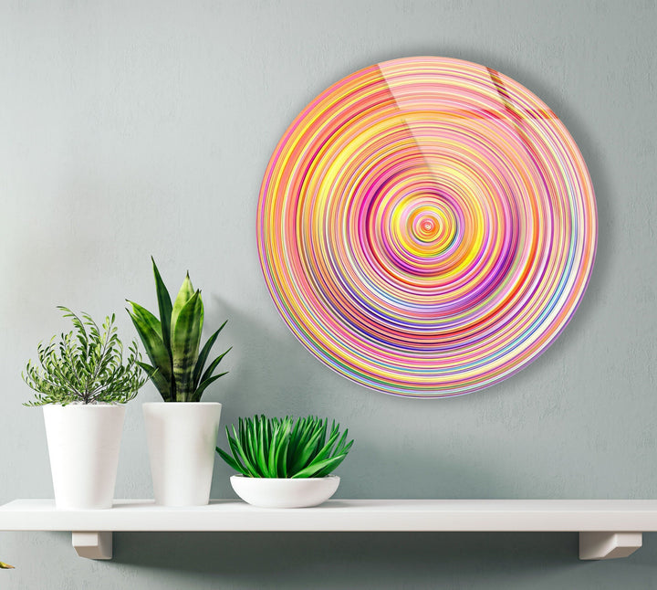 Pink Circles Abstract Round Glass Wall Art  glass photo prints, glass picture prints