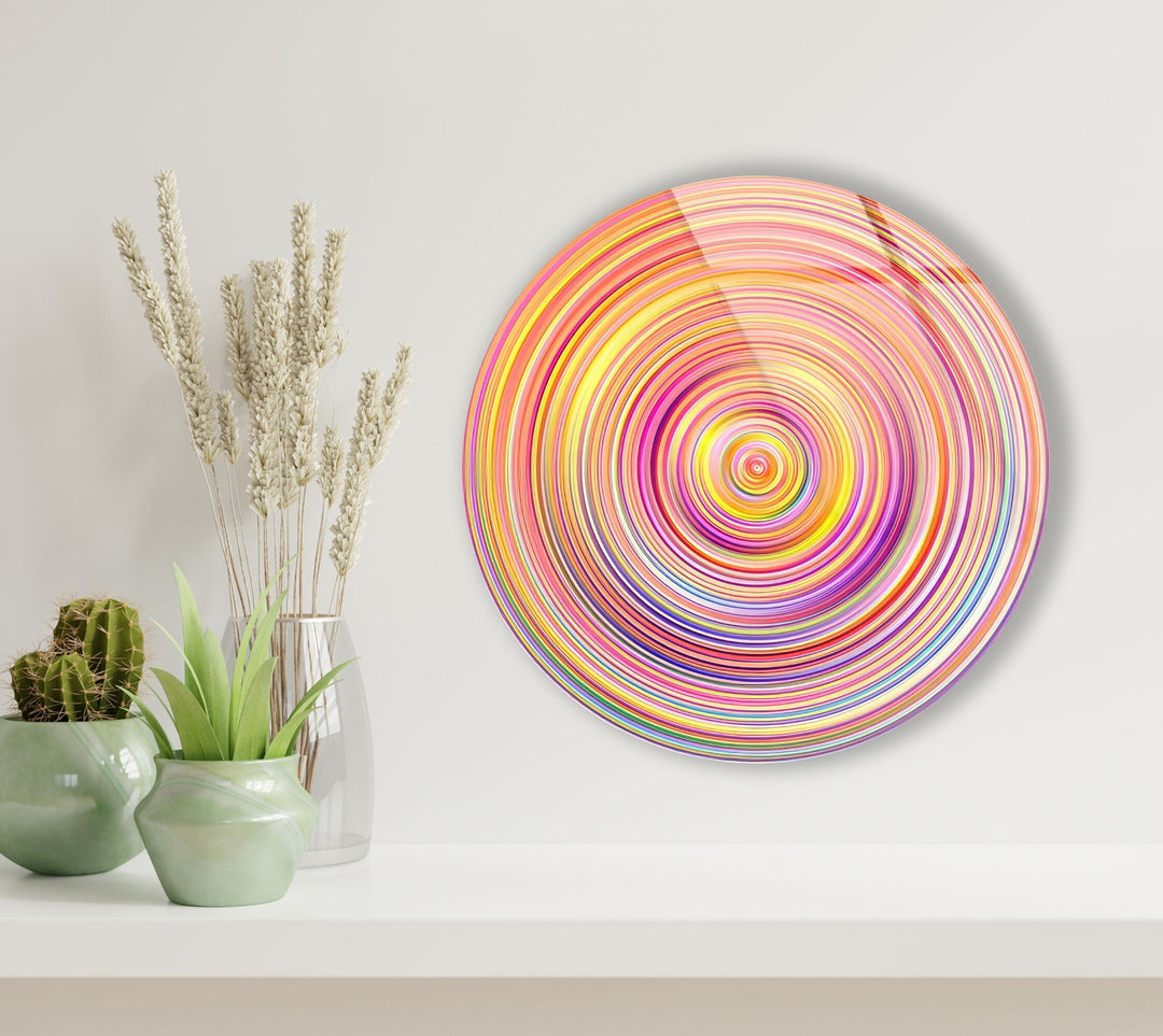 Pink Circles Abstract Round Glass Wall Art  glass photo prints, glass picture prints