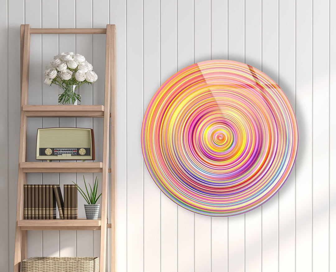 Pink Circles Abstract Round Glass Wall Art  glass photo prints, glass picture prints