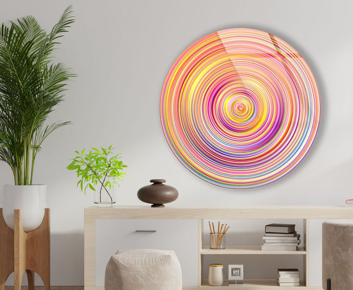 Pink Circles Abstract Round Glass Wall Art  glass photo prints, glass picture prints