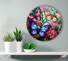 Stained Butterfly Round Tempered Glass Wall Art