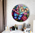 Stained Butterfly Round Tempered Glass Wall Art