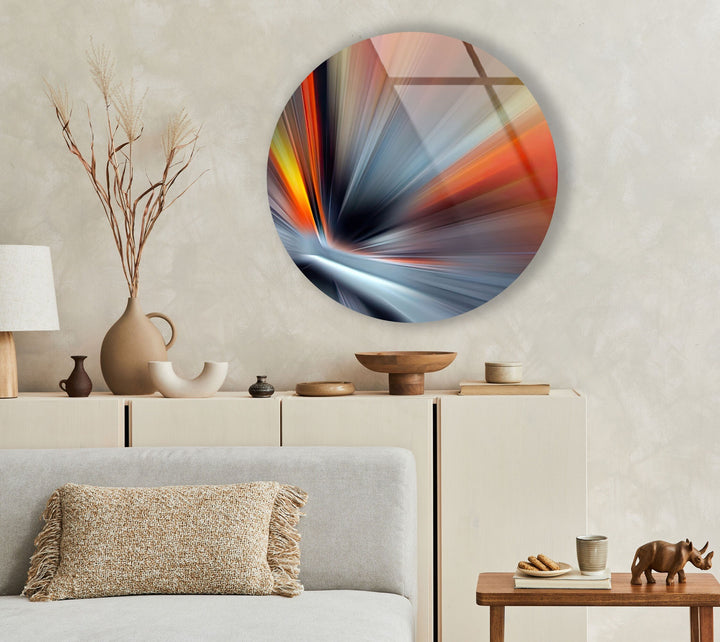 Abstract Round Silver Glass Wall Art large glass photo prints, glass wall photos
