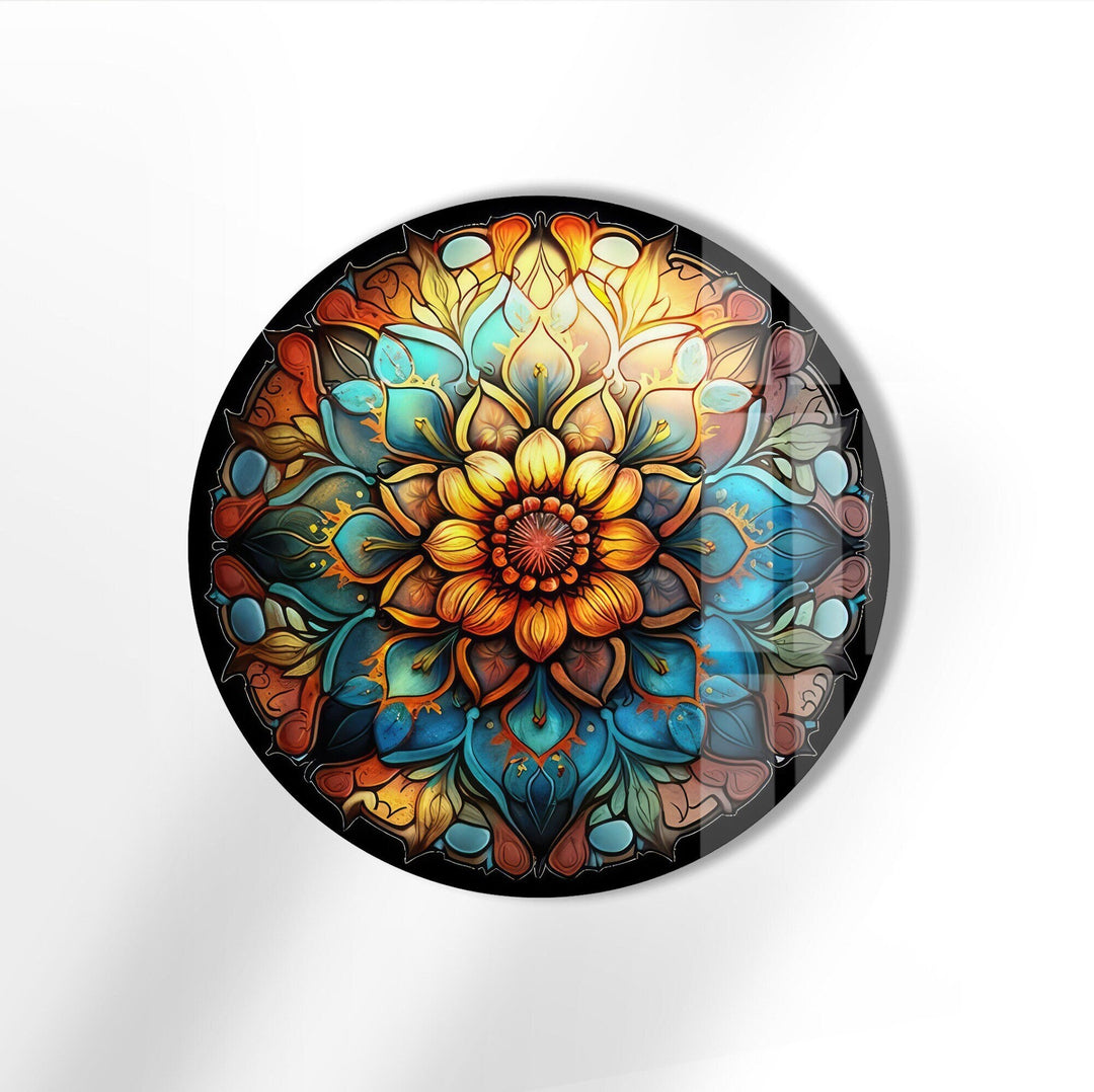 Mandala Round Flower Glass Wall Art stained glass wall art, stained glass wall decor
